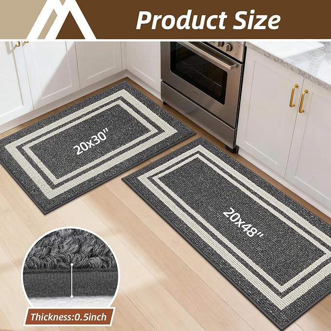 COSY HOMEER Kitchen Rugs Non-Slip 20x30/20x48 Inch Thick Polypropylene Standing - Image 8