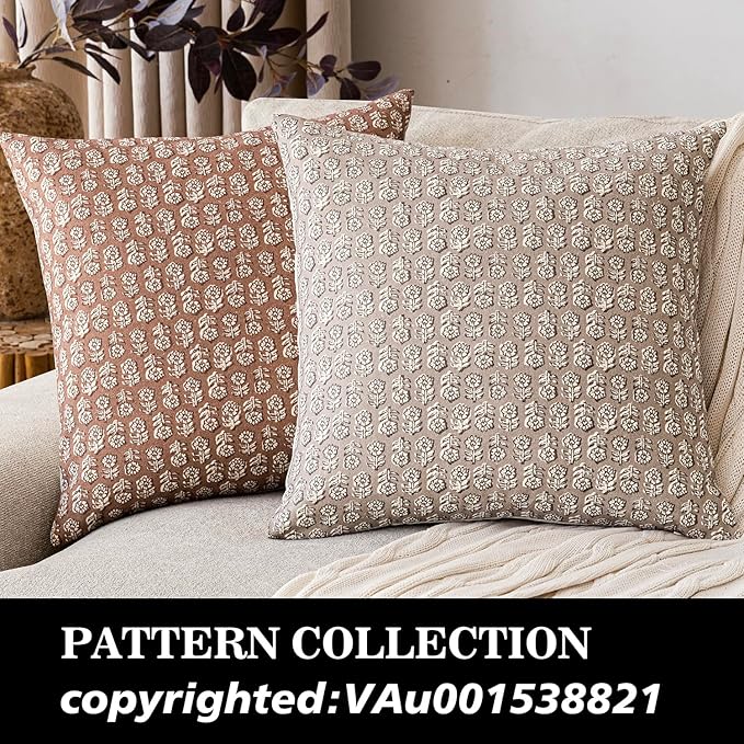 Foindtower Set of 2 Decorative Vintage Floral Print Throw Pillow Covers Neutral - Image 4