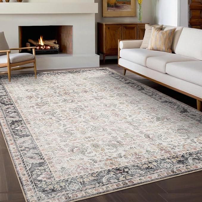 GarveeHome Vintage Floral Area Rug 8x10 Large Soft Washable Rugs - Image 8