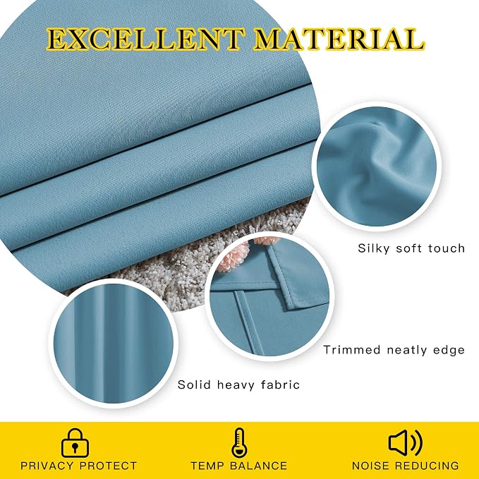 NICETOWN Teal Blue Blackout Curtains 84 inch Length 2 Panels, Grommet Thermal - Image 4