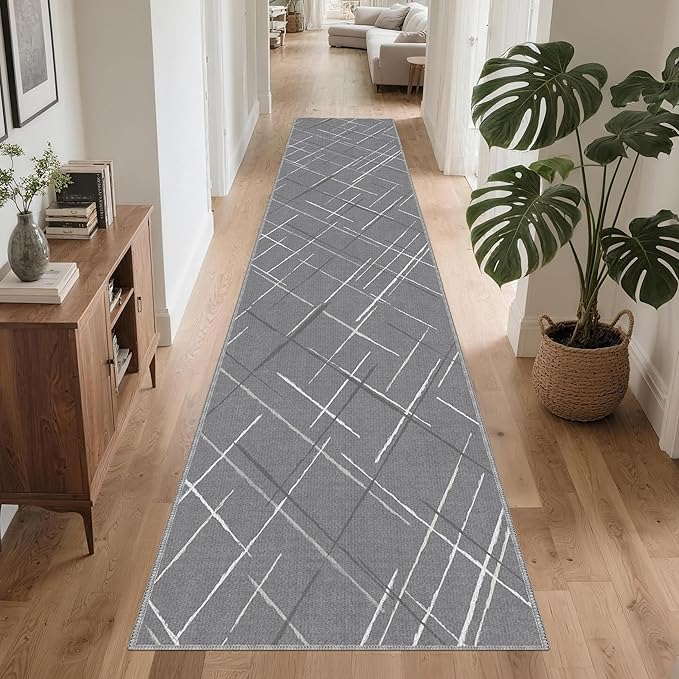 Gray Runner Rug Ultra Non-Slip 2x10 Long Hallway Rugs Washable Modern Tear and by TTelephant