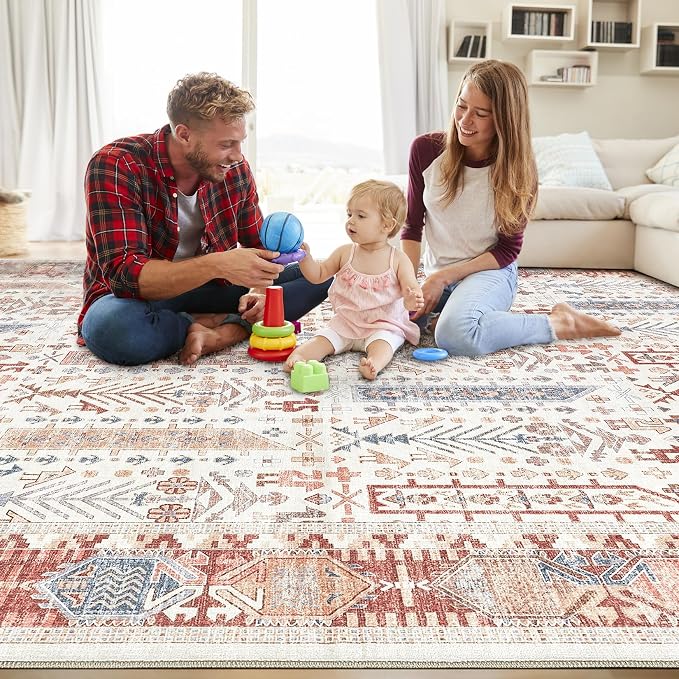 10x12 Area Rug for Living Room- Machine Washable Soft Oriental Vintage Large - Image 7
