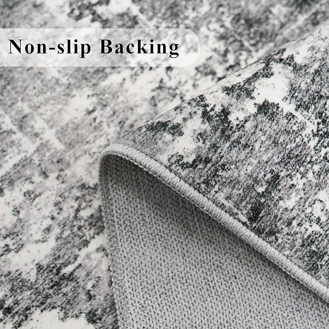 Abstract 14ft Long Runner Rug: Non-Slip Washable Rug Runner Low-Pile Soft - Image 3