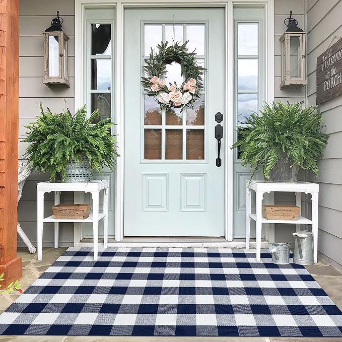 IOHOUZE Buffalo Plaid Checkered Rug 4x6 Ft Front Door Mats, Washable Area Rugs by iOhouze