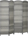 HOMCOM Room Divider, 6 Ft 4 Panel Folding Privacy Screen, Hand-Woven PP Wall by HOMCOM