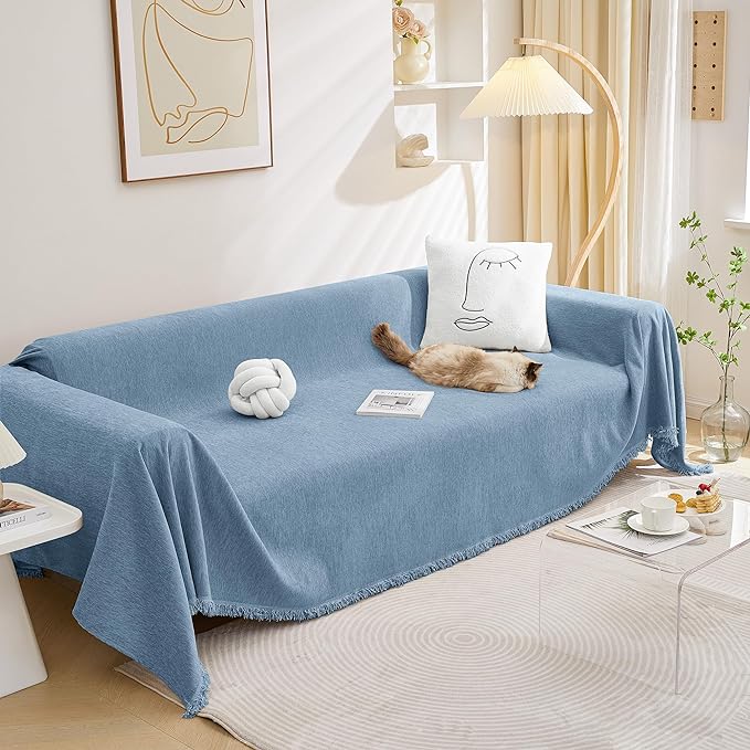 MEETSKY Blue Couch Covers for 3 Cushion Couch Sofa, Oversized Couch Cover by MEETSKY