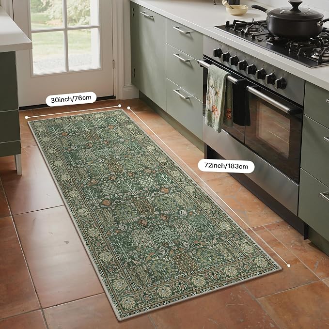 Bavni 2'6''x6 Rug Runners for Hallways, Washable Runner Rug Non Slip, Vintage - Image 8