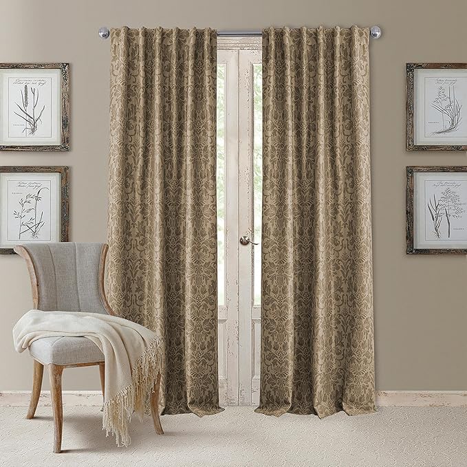 Elrene Home Fashions Antonia Floral Damask Blackout Single Window Curtain Panel by ElreneHomeFashions