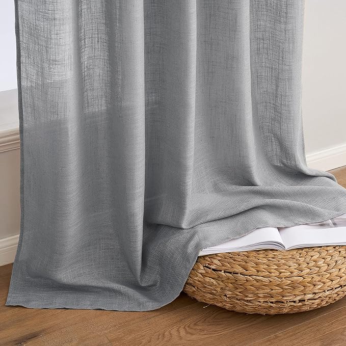 MIULEE Grey Linen Curtains 108 Inches Long - Image 7