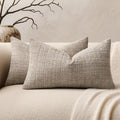 ZeeMart Fine-Textured Lumbar Throw Pillow Covers Set of 2, 12x20 Inch Latte by ZEEMARTONLINE
