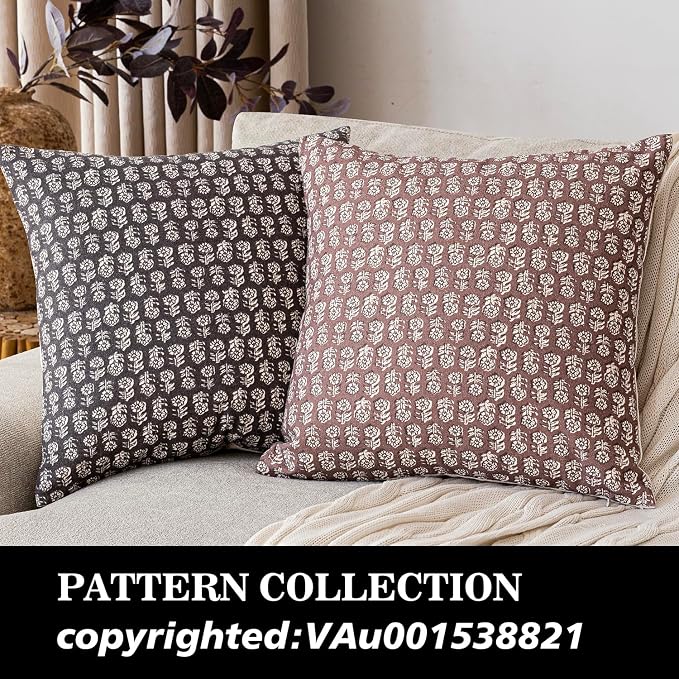 Foindtower Set of 2 Decorative Vintage Floral Print Throw Pillow Covers Neutral - Image 4