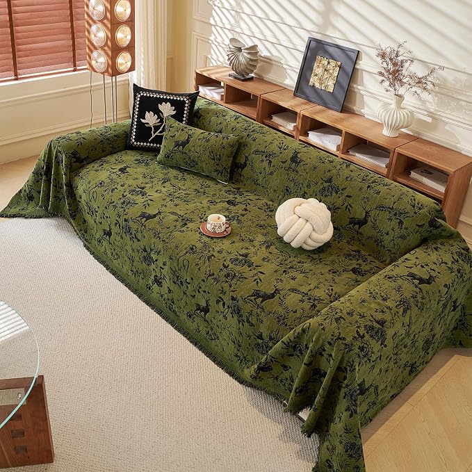 ROOMLIFE Green Sofa Cover, Vintage Boho Couch Cover - Image 9