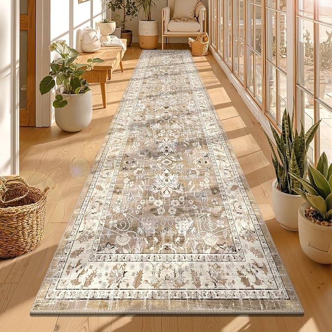 LOKHOM Washable Runner Rug, 3x12 Non-Slip Vintage Kitchen Runner Rug by LOKHOM