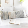 BlissBlush Gray Boho Lumbar Throw Pillow Cover 14x36 Grey Accent Long Body by BlissBlush