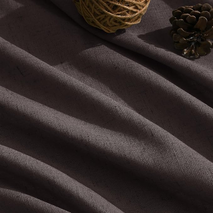 Nanspring Cocoa Coffee Linen Curtains 84 Inch Length 2 Panels Set - Image 5
