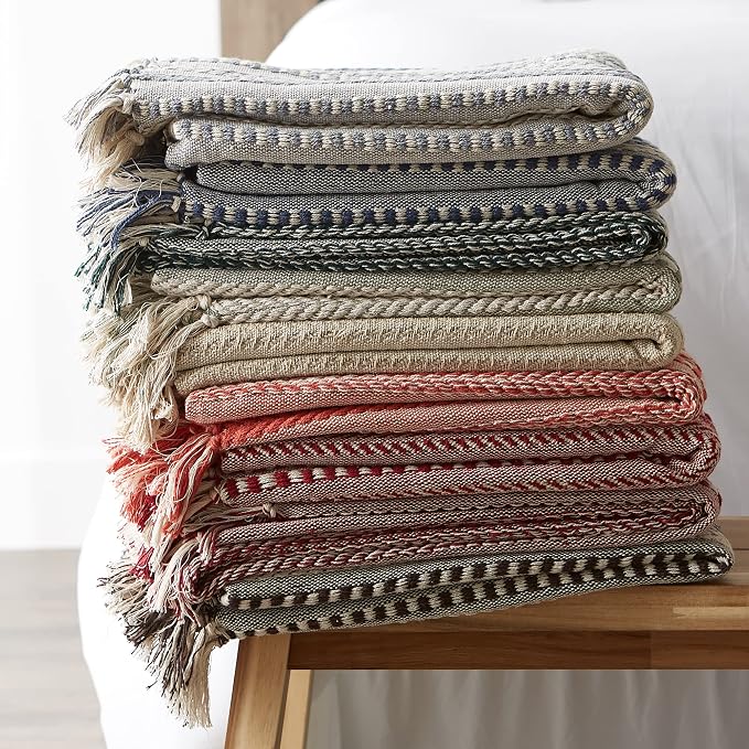DII Braided Striped Decorative Throw Blanket, Dark Green - Image 6