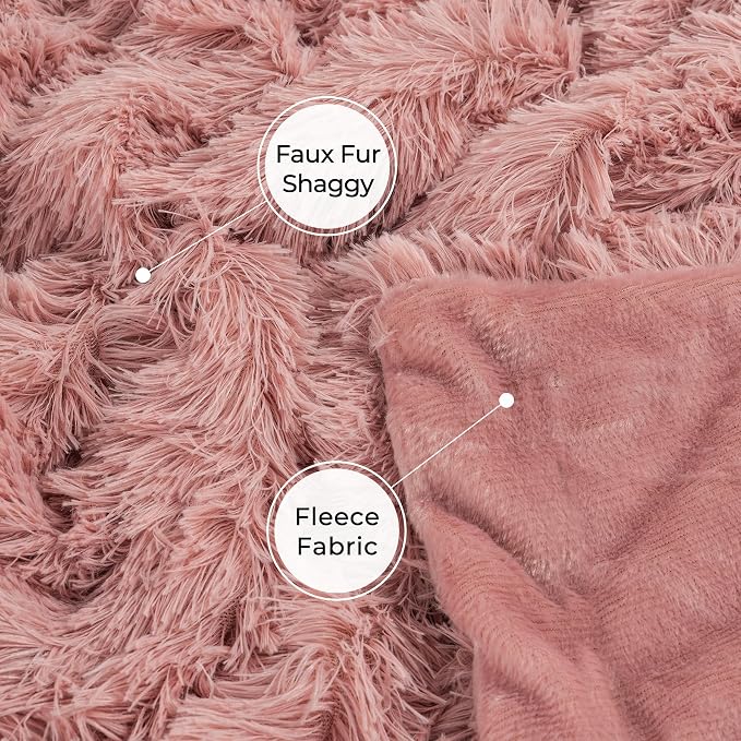 Tuddrom Decorative Extra Soft Faux Fur Blanket Queen Size 80"x90", Solid - Image 6