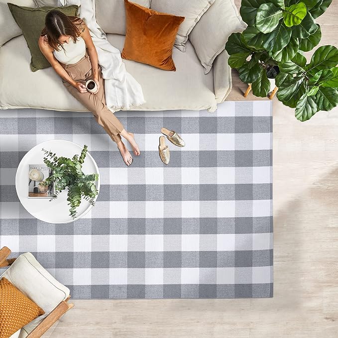 IOHOUZE Buffalo Plaid Checkered Rug 4x6 Ft Front Door Mats, Washable Area Rugs - Image 3
