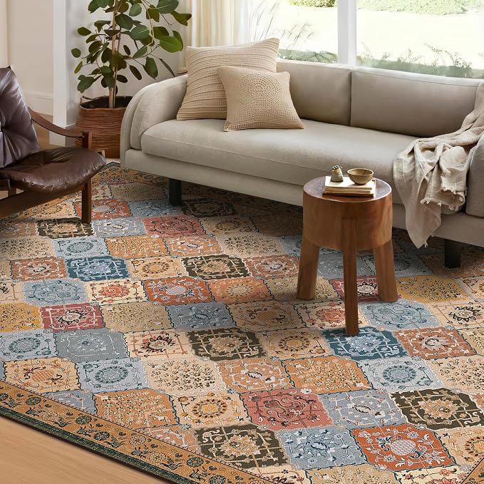 Phantoscope Washable Area Rug 9'x12' Non-Slip, Vintage Boho Rugs - Image 6