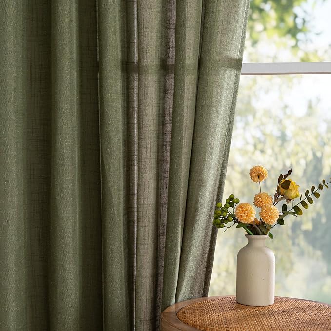 MYSKY HOME 95 Inch Semi Sheer Sliding Door Curtains Farmhouse Light Filtering - Image 9