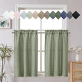 Chyhomenyc Bennet Light Green Kitchen Curtains Tier 36 Inch Length, Faux Linen by Chyhomenyc