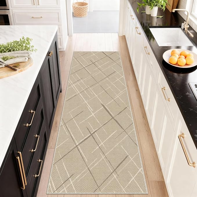 Modern Line Washable Runner Rug 2x6, Woven Non-Shedding Thin Runners - Image 3