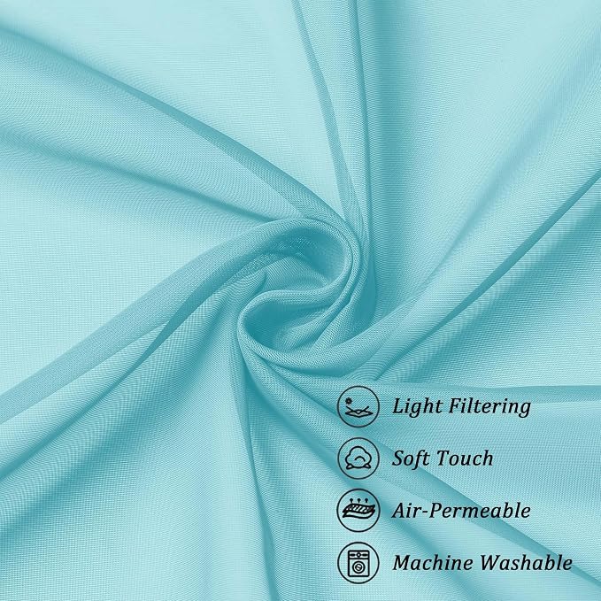 Chyhomenyc Sheer Aqua Curtains 90 inches Long 2 Panels, Light Filtering Soft - Image 7