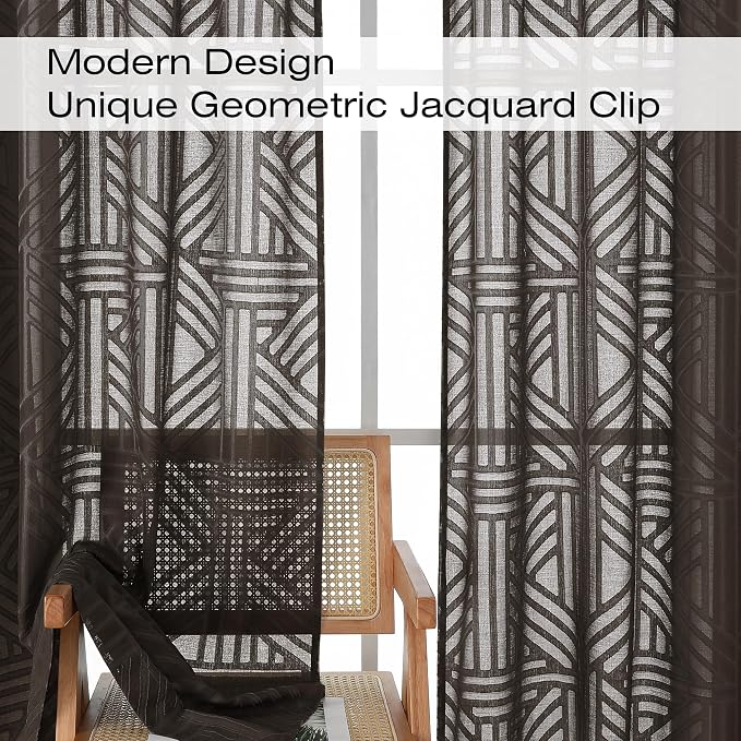 Simplebrand Chocolate Sheer Curtains 72 Inch Length 2 Panels - Image 3