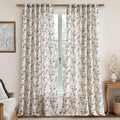 jinchan Linen Floral Curtains for Living Room 96 Inch Length Black Printed by JINCHAN
