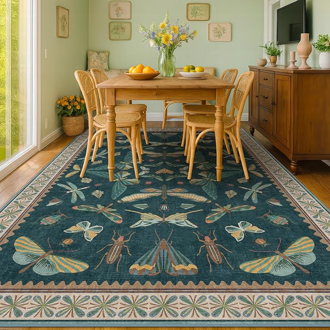 Vintage Teal Area Rugs for Living Room 6x8 - Image 3