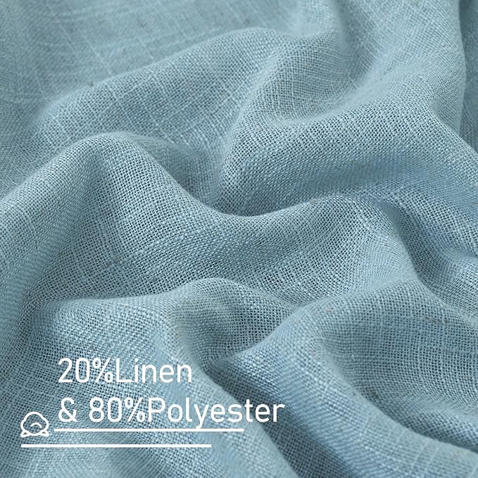 LAMIT Stone Blue Linen Curtains 90 Inch - Image 2