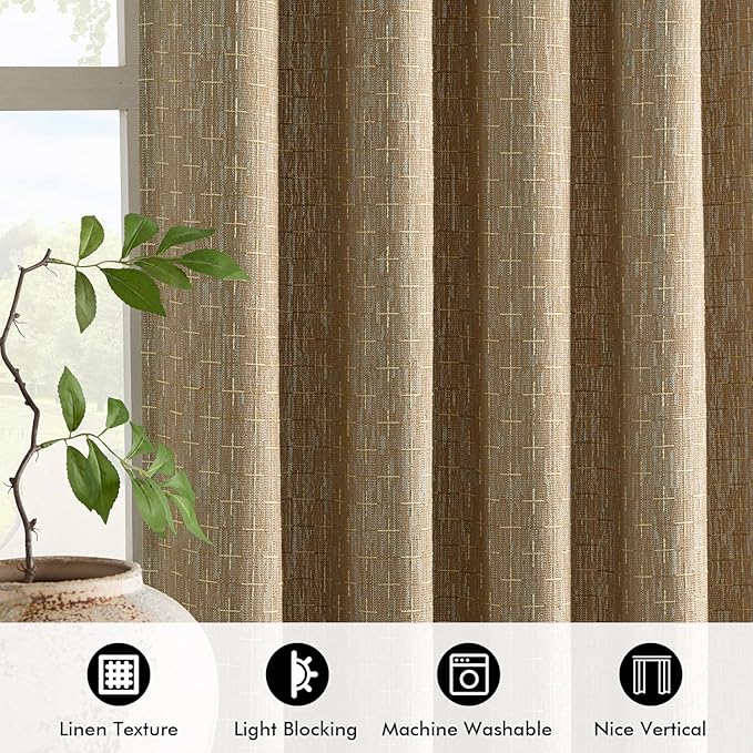MIULEE Decorative Back Tab Linen Curtains - Image 4