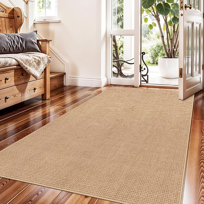 3x5 No Shed Jute Rug: Machine Washable Non Slip Rugs by BYYVOORugsforYourHome