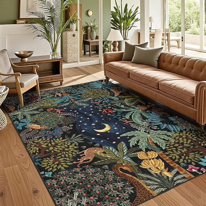 GarveeHome Area Rugs 8x10 for Living Room, Jungle Animal Large Washable Rug by GarveeHome