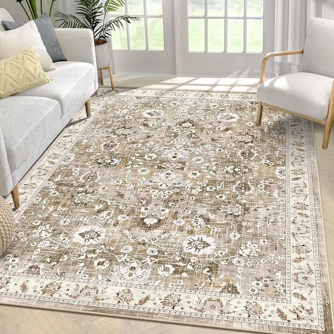 LOKHOM Living Room Area Rug 5x7, Non-Slip Vintage Soft Bedroom Rug - Image 9