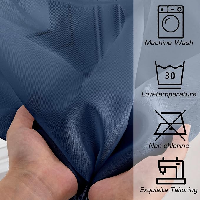 Simplebrand Navy Blue Sheer Curtains 90 Inches Long 2 Panels, Light Filtering - Image 7