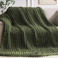 Negwoo Chunky Knit Throw Blanket, Handmade Green Crochet Big Thick Blanket by Unknown