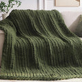 Negwoo Chunky Knit Throw Blanket, Handmade Green Crochet Big Thick Blanket by Unknown