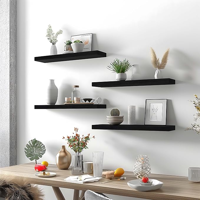 GXYAWPJ Black Wood Floating Shelves - Image 6