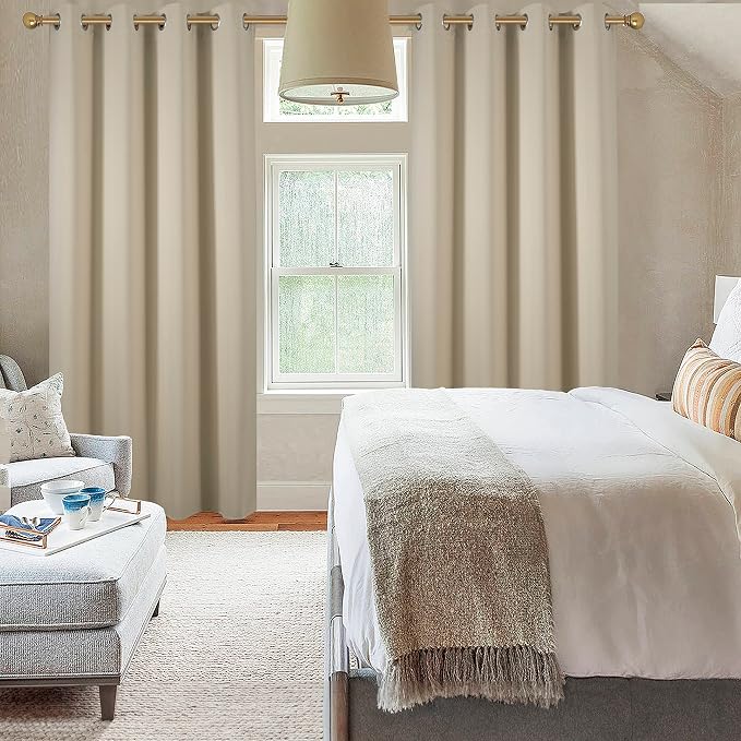 Diraysid Beige Grommet Blackout Curtains - Image 7