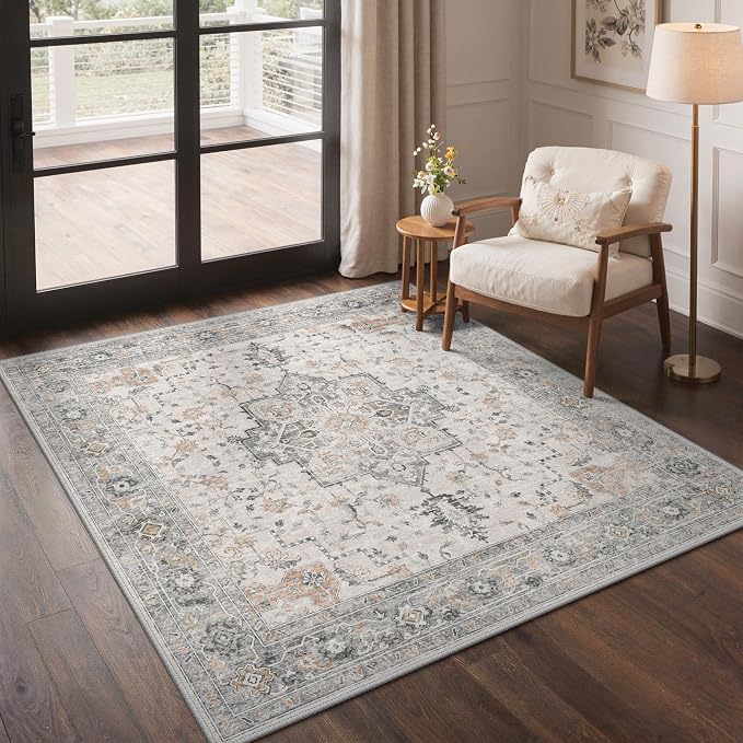 GENIMO 5x5 Area Rugs for Living Room, Machine Washable Rug, Non Slip Indoor by GENIMO