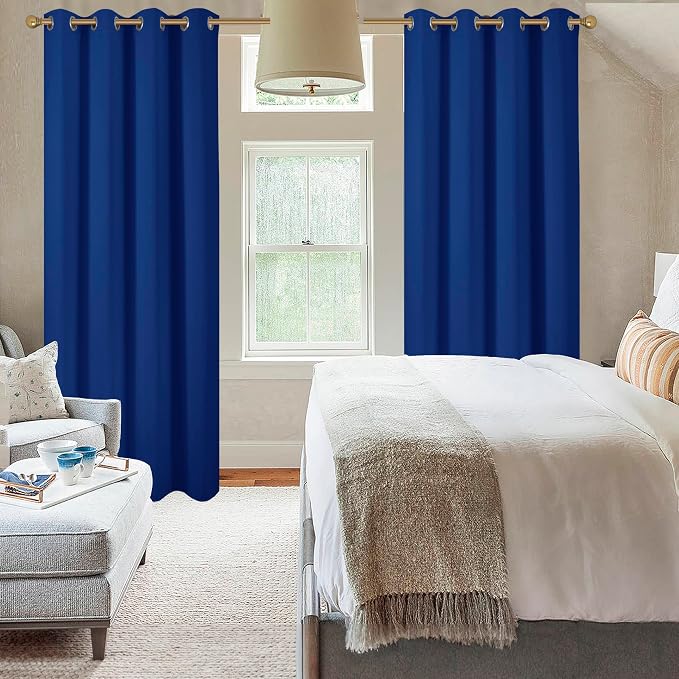 Diraysid Royal Blue Grommet Blackout Curtains - Image 4