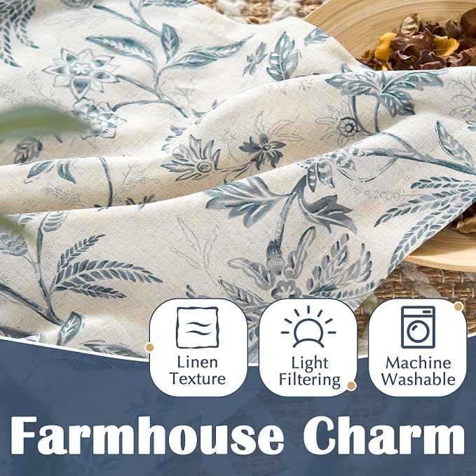 jinchan Linen Floral Tie up Shade Valance Curtains - Image 7