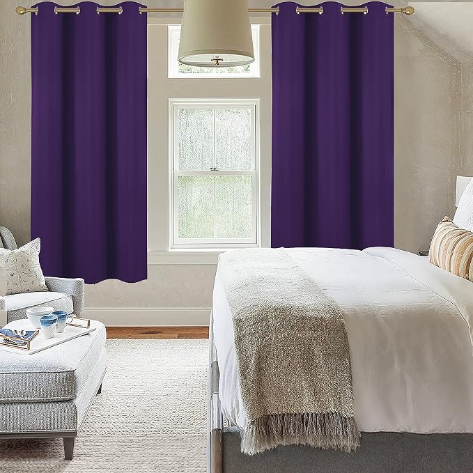 Diraysid Purple Grommet Blackout Curtains - Image 3