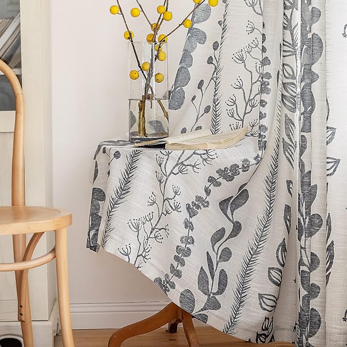 MEETSKY Living Room Curtains 90 Inches Long Boho Linen Style Back Tab Curtains by MEETSKY