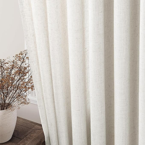 2 Panels Set Cream Linen Curtains 108 inches Long - Image 2