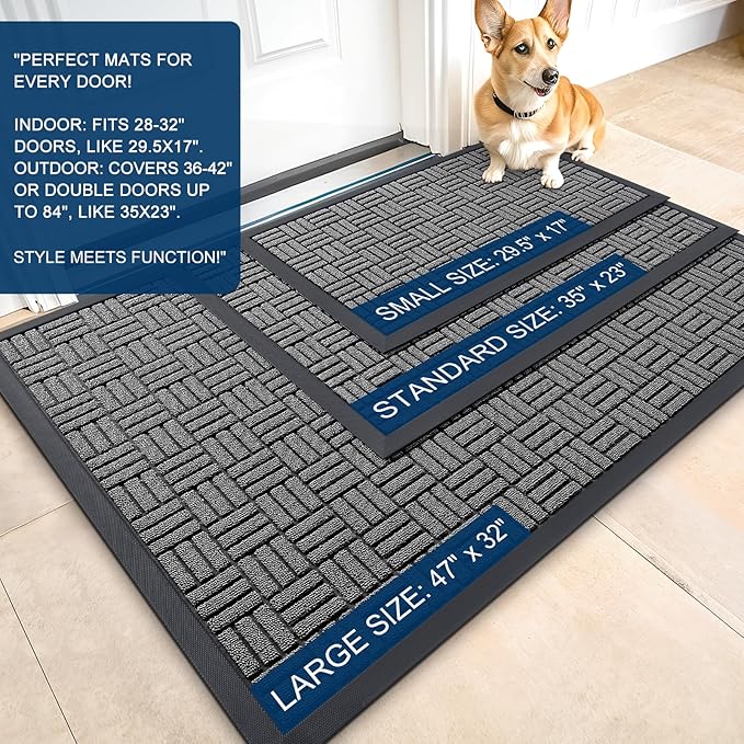 OLANLY Front Door Mat Outside Entrance 47x23, Heavy Duty Sturdy Natural Rubber - Image 2