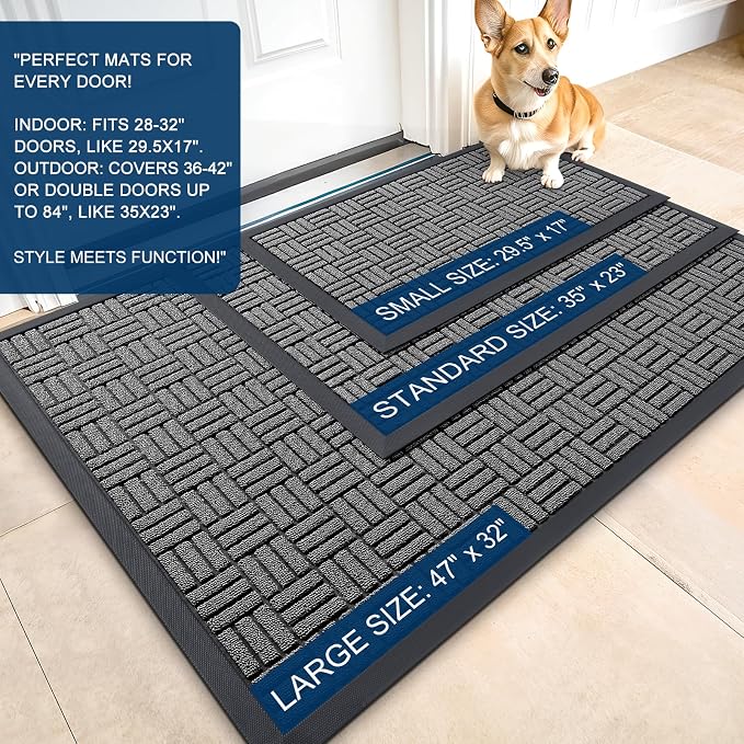 OLANLY Front Door Mat Outside Entrance 71x47, Heavy Duty Sturdy Natural Rubber - Image 2