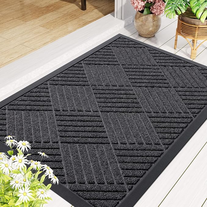 Smiry Front Door Mat Outside Entrance, Heavy Duty Outdoor Indoor Mat, Natural - Image 2