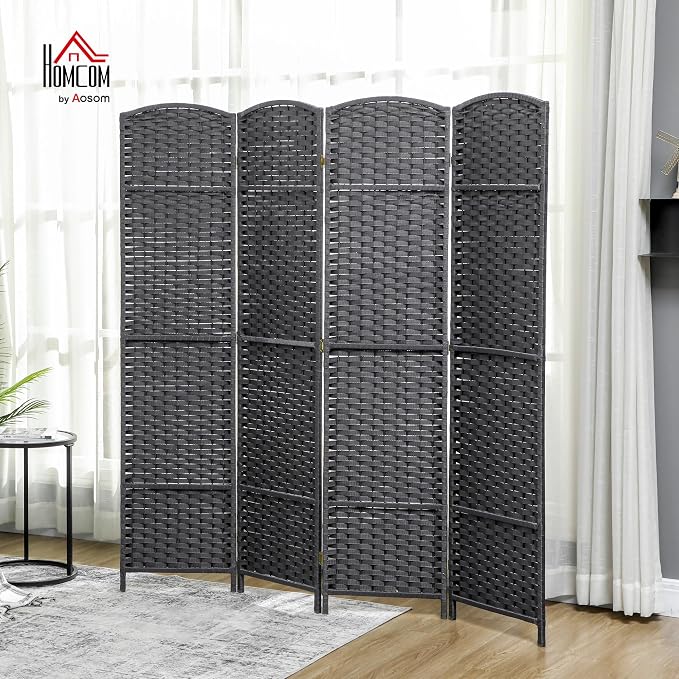 HOMCOM Room Divider, 4 Panel Folding Privacy Screen, 5.6' Tall Freestanding - Image 2